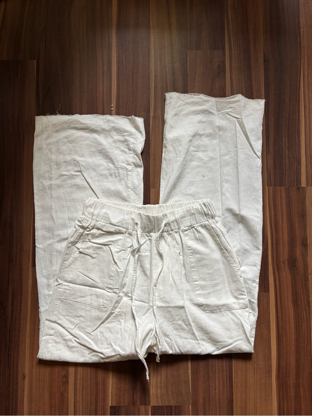 Wide Leg Drawstring Pants - White